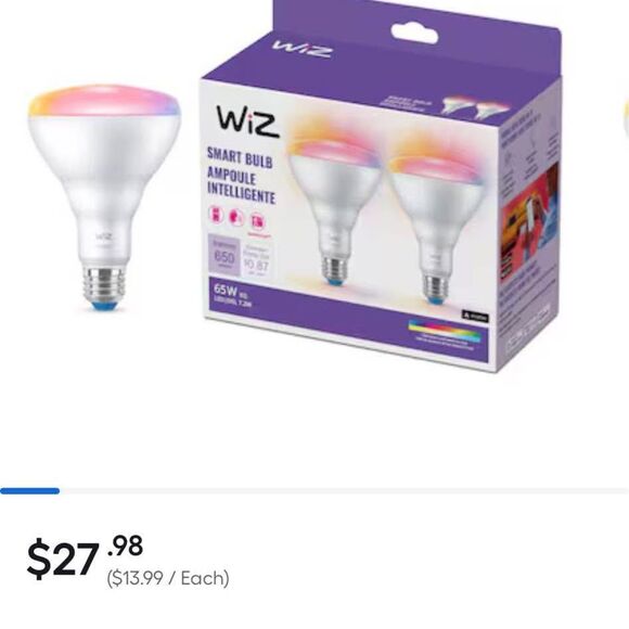 New in Box 10 Wiz Smart Light Bulbs 65w Eq LED 7.2w 650 Lumens BR30Wi-Fi16 Color - Picture 1 of 10